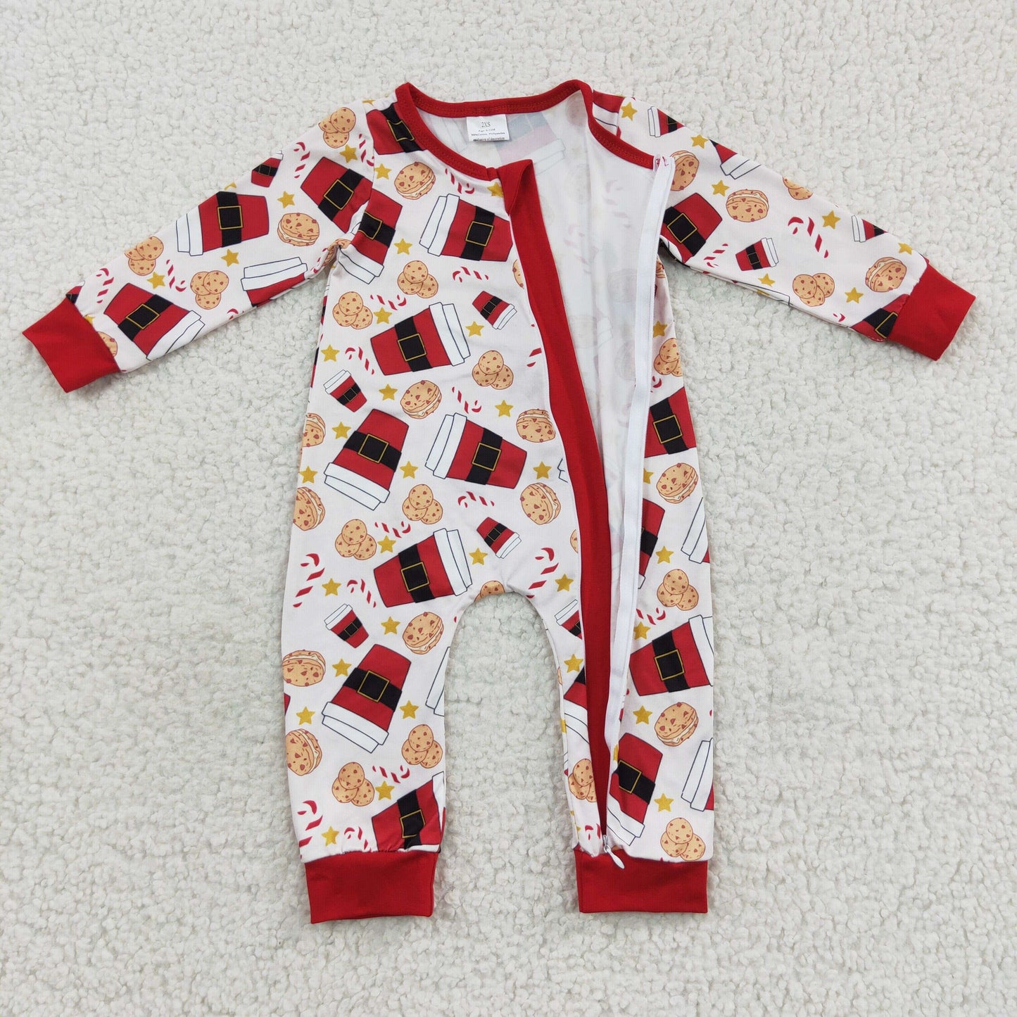 christmas zipper romper cookie jumpsuit baby kids clothes