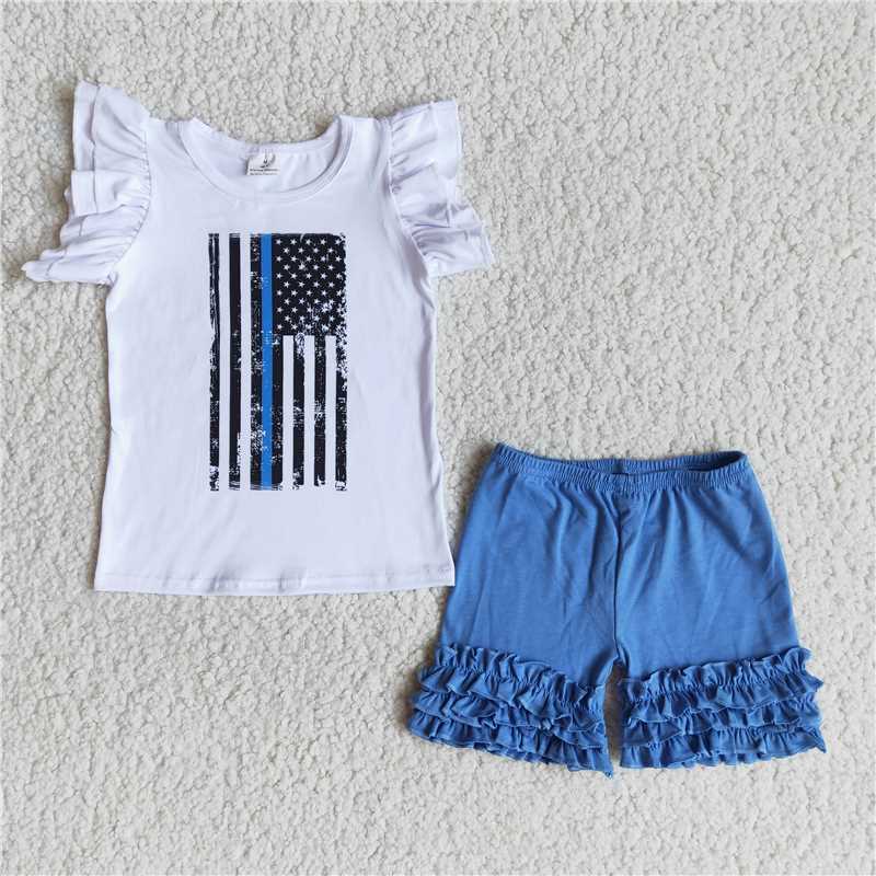 July 4th girls shorts sets summer kids clothes