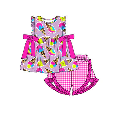 5.8 Ice cream rose red bow summer suit