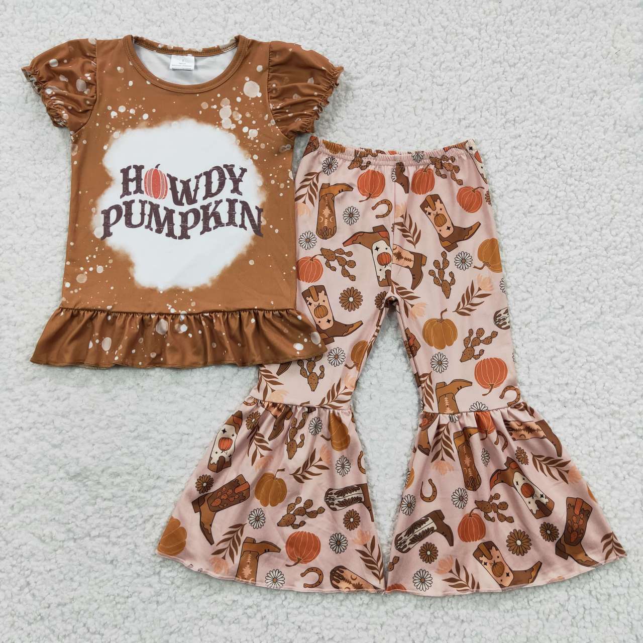 howdy pumpkin girl top & bells set kids clothes