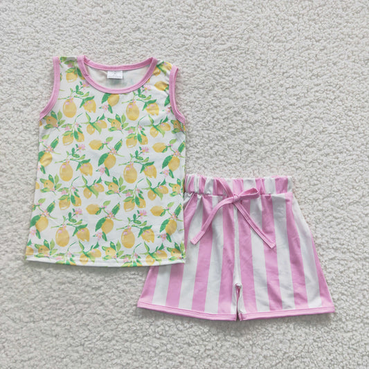 lemon girls summer sets 2 pieces shorts kids outfits