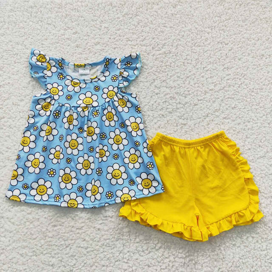 smiley flowergirls shorts sets kids clothes