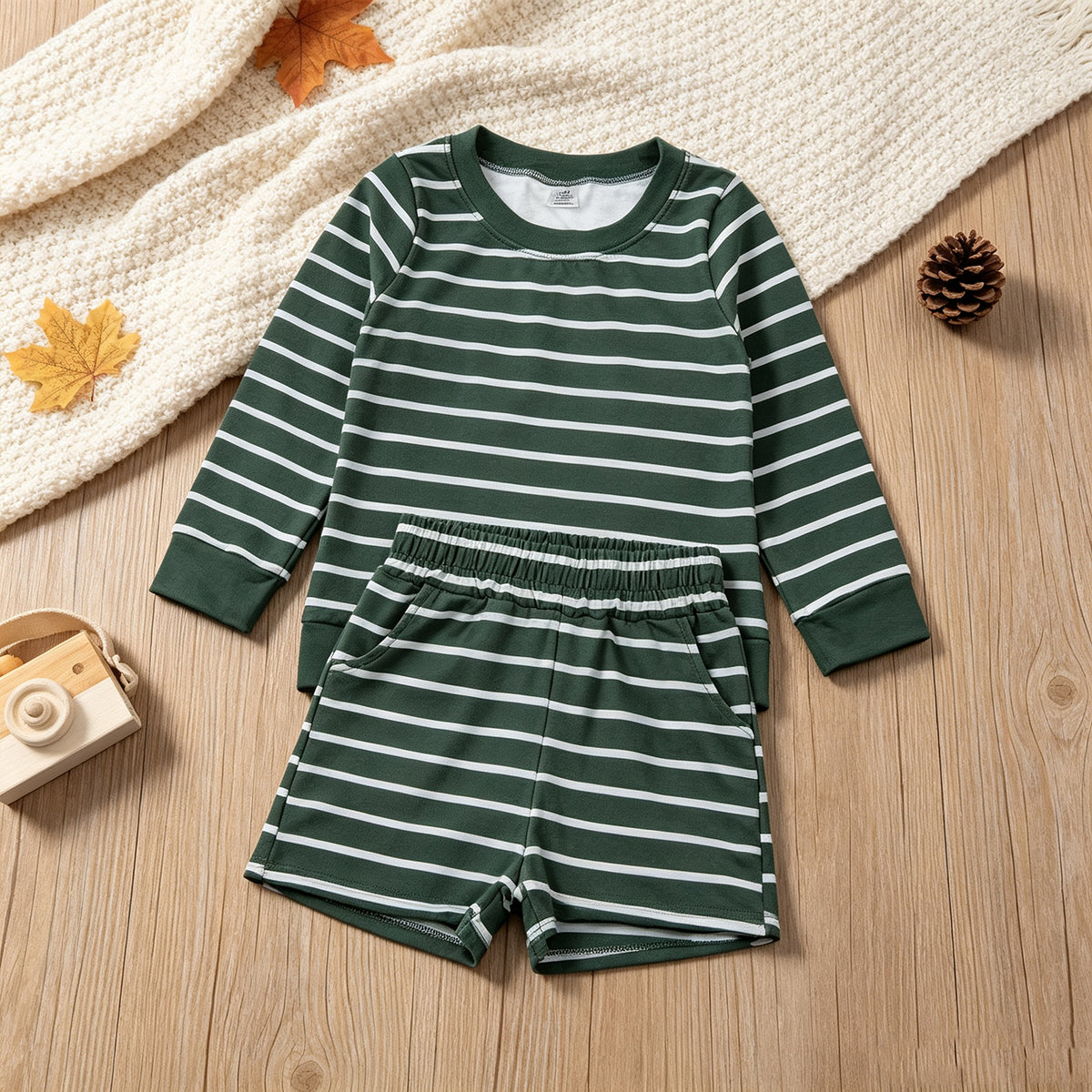 RTS NO MOQ yoga GLS0128 Baby Girls Green Long Sleeve Shirt Top Short Yoga Active Clothes Set