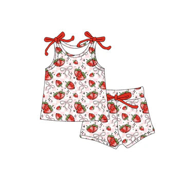 4.30 Red Strawberry Suspender Girls Suit