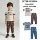 RTS NO MOQ Sibling milk silk Baby Boys Checked Ducks Top Pockets Jogger Hunting Clothes Sets