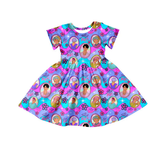 X11.21 Preorder(moq 5) Baby Girls Flowers Saja Boys Demon Hunter Knee Length Dresses