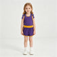 NEW RTS NO MOQ cotton GSSO3826 Baby Girls Purple Polka Dot Print Bow Sleeveless Top Shorts Sets