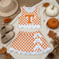 NEW RTS NO MOQ Yoga GSD4282 Baby Girls Orange Checked Bows Skort Team Yoga Scallop Set