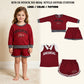 RTS NO MOQ Sibling milk silk Baby Boys Long Sleeve Top Pockets Short Team Clothes Set Girls Bows Top Short Team Clothes Sets