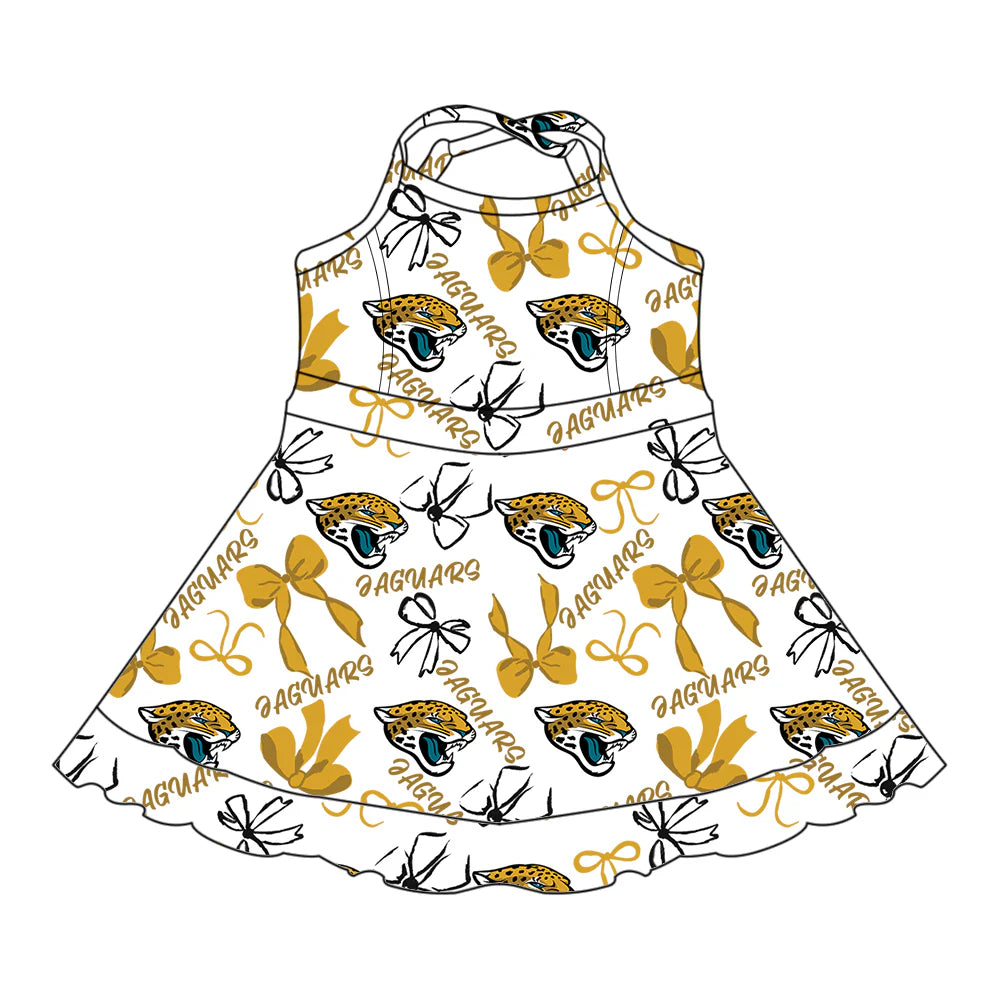 7.3Preorder (moq 5)Baby Girls Strap Eaguars Bows Plaid Shorts Ruffle Team Knee Length Dresses
