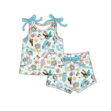 5.1bluey cartoon cute green summer suit