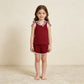 NEW RTS NO MOQ milk silk GSSO3859 Baby Girls Maroon Checked Bows Sleeveless Vest Pockets Short Clothes Sets