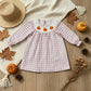 NEW RTS NO MOQ milk silk GLD1649 Smocked Pumpkins Baby Girls Pink Checked Fall Knee Length Dresses