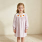NEW RTS NO MOQ milk silk GLD1649 Smocked Pumpkins Baby Girls Pink Checked Fall Knee Length Dresses