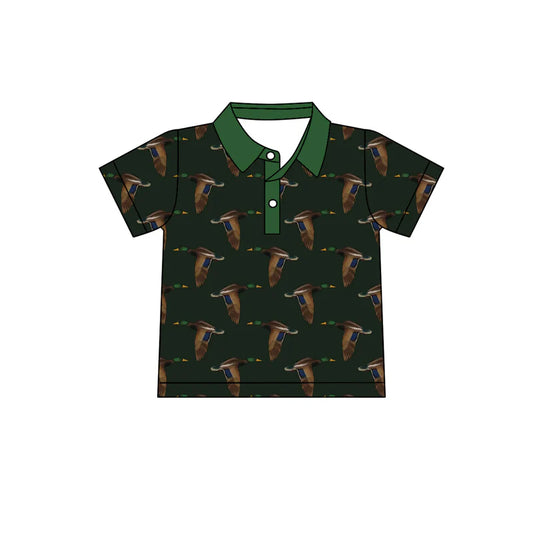 X1.14  Preorder (moq 5)Baby Boys Green Ducks Button Hunting Polo Shirts Top