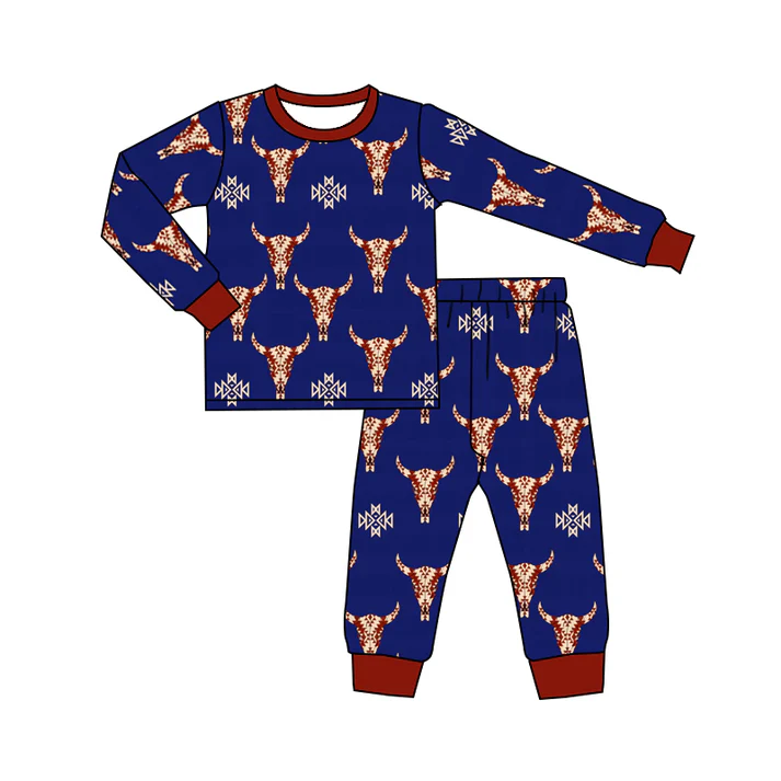 5.16 Bull head blue long-sleeved suit