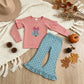 NEW RTS NO MOQ milk silk GLP3548 Embroidery Bow Trees Baby Girls Polka Dots Top Ruffle Pant Christmas Clothes Sets