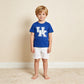 NEW RTS NO MOQ cotton BT1882 Baby Boys Blue Short Sleeve Vinyl Kentucky Team T-shirts Top