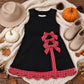 NEW RTS NO MOQ yoga fabric GSD4263 Baby Girls Black Red Yoga Active Short Bows Scallop Knee Length Dress