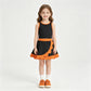 NEW RTS NO MOQ yoga fabric cotton GSD4259 Baby Girls Orange Black Vest Scallop Skirt Short Yoga Active Clothes Set
