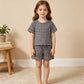 NEW RTS NO MOQ milk silk GSSO3842 Baby Girls Black Checked Shirt Top Pockets Short Scallop Clothes Set