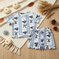 NEW RTS NO MOQ milk silk GSSO3853 Baby Girls Rams Bows Stripe Top Pockets Short Team Scallop Clothes Sets