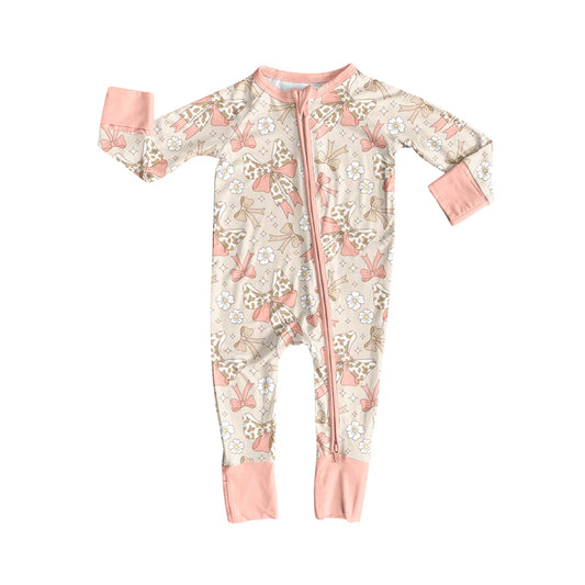 8.9Preorder(moq 5)Baby Infant Boys Peach Camo Bows Flowers Plaid Zipper Rompers