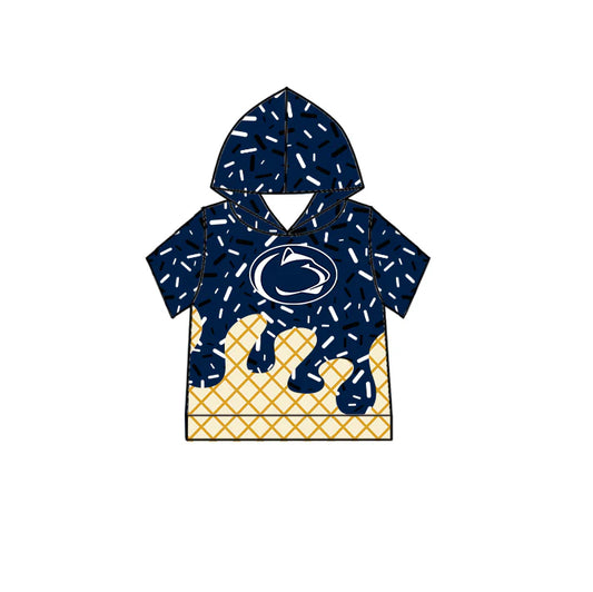 7.2Preorder (moq 5)Baby Boys Navy Cheetah Short Sleeves Drip Team Hoodies Top