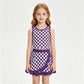 RTS NO MOQ yoga GSD4251 Baby Girls Purple Checked Vest Scallop Skirt Short Yoga Active Clothes Set