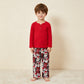NEW RTS NO MOQ milk silk BLP1513 Baby Boys Red Long Sleeve Button Top Santa Pant Christmas Clothes Set