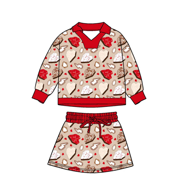 X11.13Preorder(moq 5) Baby Girls Turquoises Hearts Top Skirt Shorts Western Valentines Clothes Sets