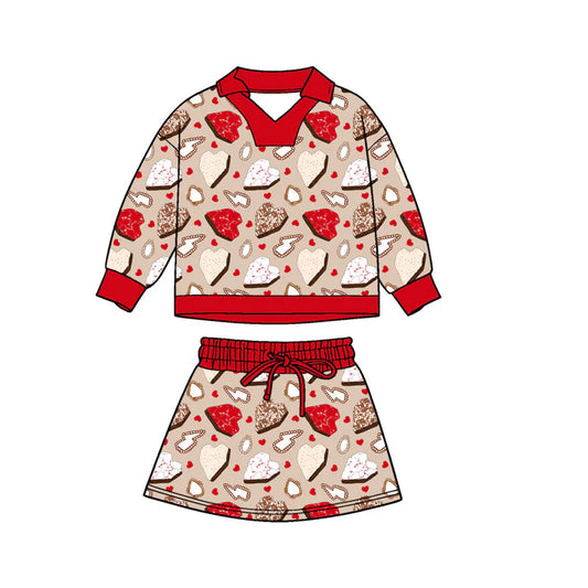 X11.13Preorder(moq 5) Baby Girls Turquoises Hearts Top Skirt Shorts Western Valentines Clothes Sets