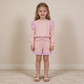 NEW RTS NO MOQ milk silk GLS0222（GT1849+SS0996）Baby Girls Light Pink Stripe Flutter Sleeve Top Pockets Ruffle Short Clothes Set