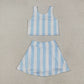 5.1  GSD2433 Light blue striped sleeveless pants skirt yoga set