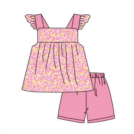 6.21 Pink Leopard Short Sleeve Suit