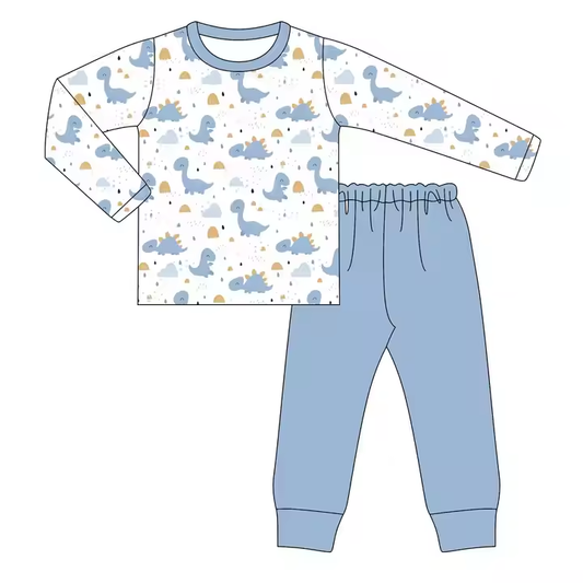 6.27 Dinosaur Blue Boys Long Sleeve Suit