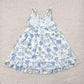 4.24  GSD2377 Beige sleeveless dress with blue flower and bow pattern