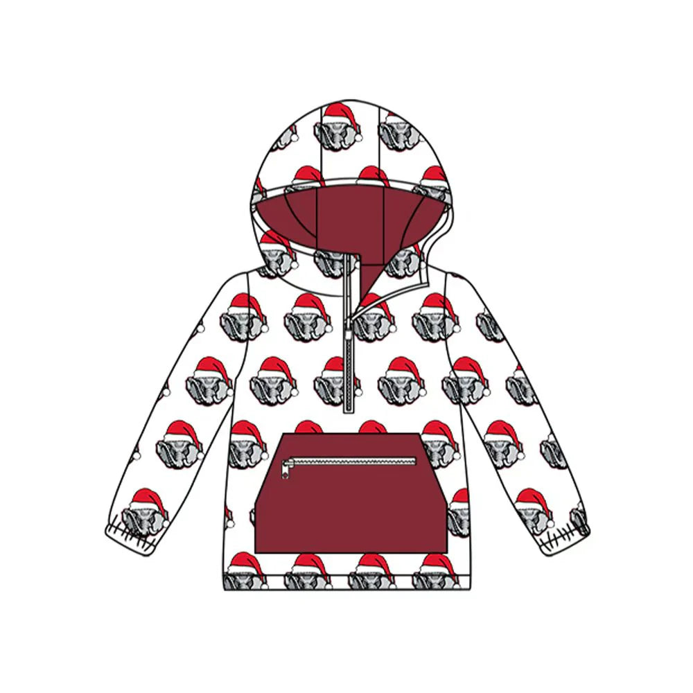 X8.14Baby Kids Alabama Team Christmas Zip Hooded Pullovers Tops