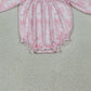 LR2932 Smocked Checked Baby Girls Flowers Bows Long Sleeve Ruffle Rompers