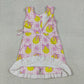 3.31 GSD3683 Baby Girls Pink Checked Bows Lemons Yoga Active Shorts Ruffle Knee Length Dress