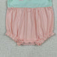 SR3895 Embroidery Bows Baby Girls Flutter Sleeve Patchwork Ruffle Rompers