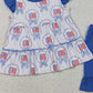 3.28 GSSO3296 Baby Girls Blue Stripe Bows Flags Tunic Ruffle Short 4th of July Clothes Sets