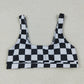 3.30 S0736+S0737 Sibling Adult Women Black Checkered Bra Top Bummies Bottom Swimsuits Sets