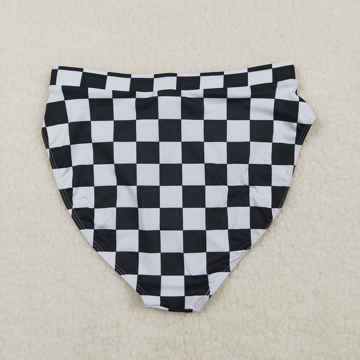 3.30 S0736+S0737 Sibling Adult Women Black Checkered Bra Top Bummies Bottom Swimsuits Sets