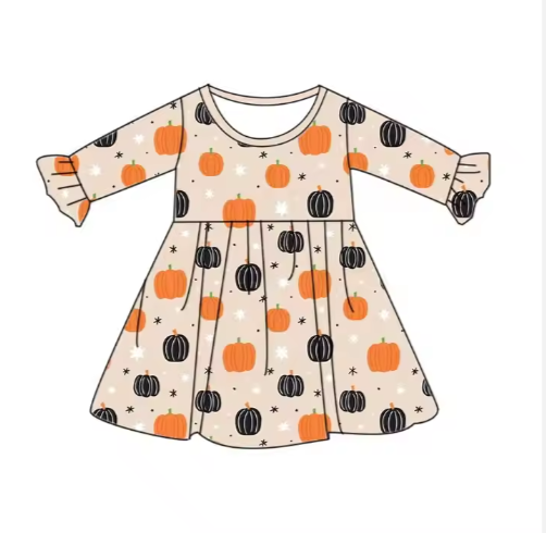 6.9 Thanksgiving Pumpkin Long Sleeve Dress