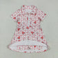 5.10 GSD2407 Strawberry flower pink bow pattern plaid yoga short sleeve dress