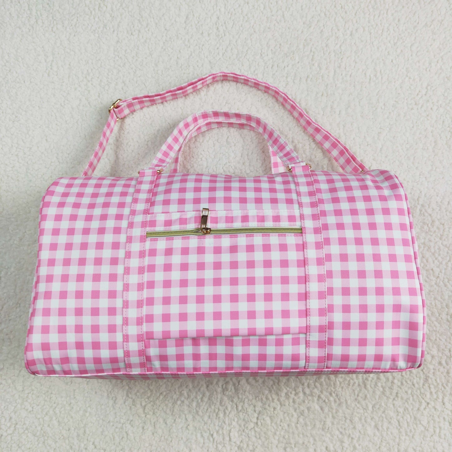 5.1  BA0302 Pink and white plaid lace gym bag