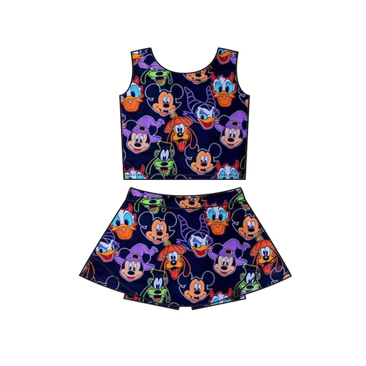 7.22Preorder (moq 5)Baby Girls Sleeveless Cartoon Mouses Vest Top Skorts Set