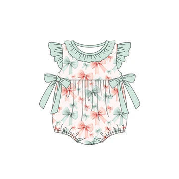 5.5 Girls Green Bow Flying Sleeves Toddler Clothes