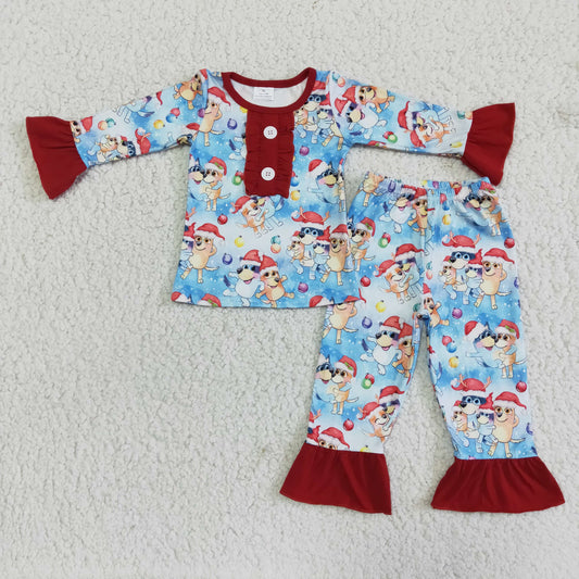 6 A15-4 Girls Bluey long-sleeved long-pants pajamas